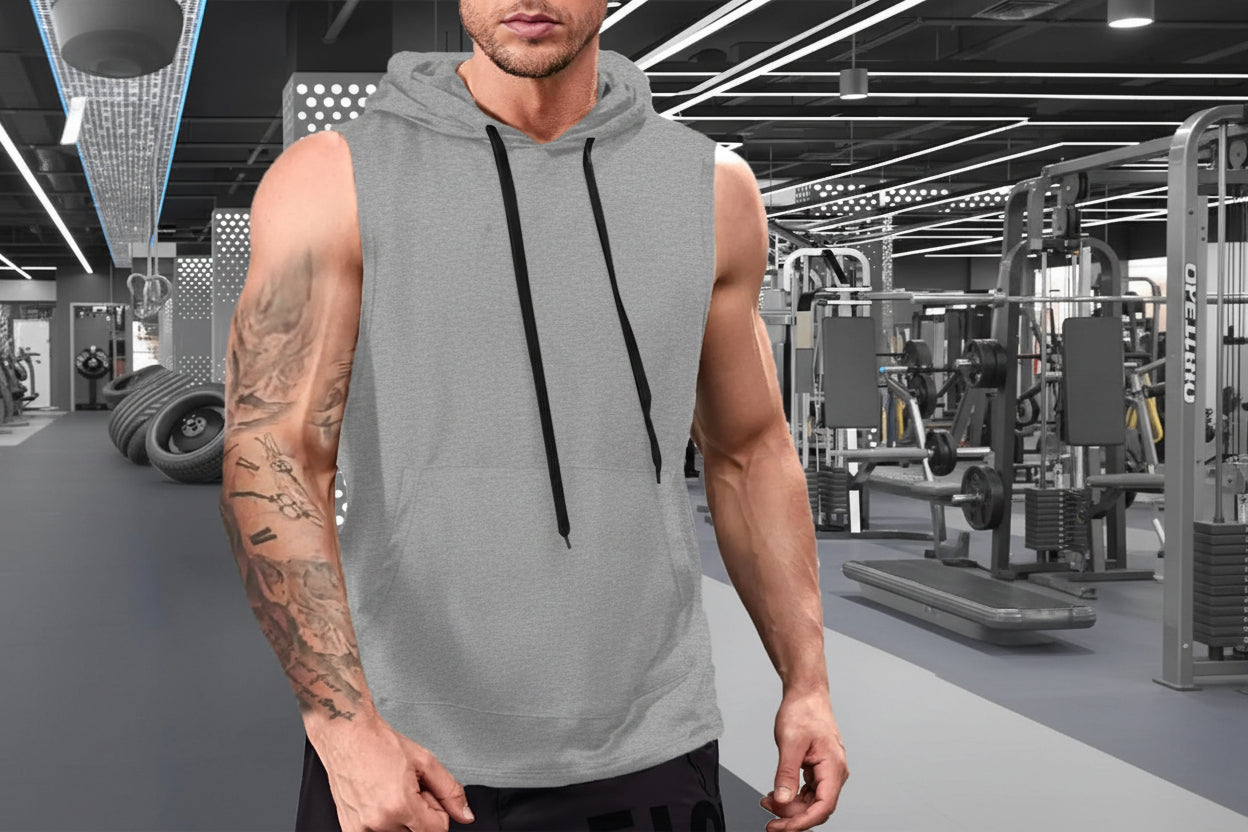 Graphic Drawstring Hooded Sweat Activated Sports Top